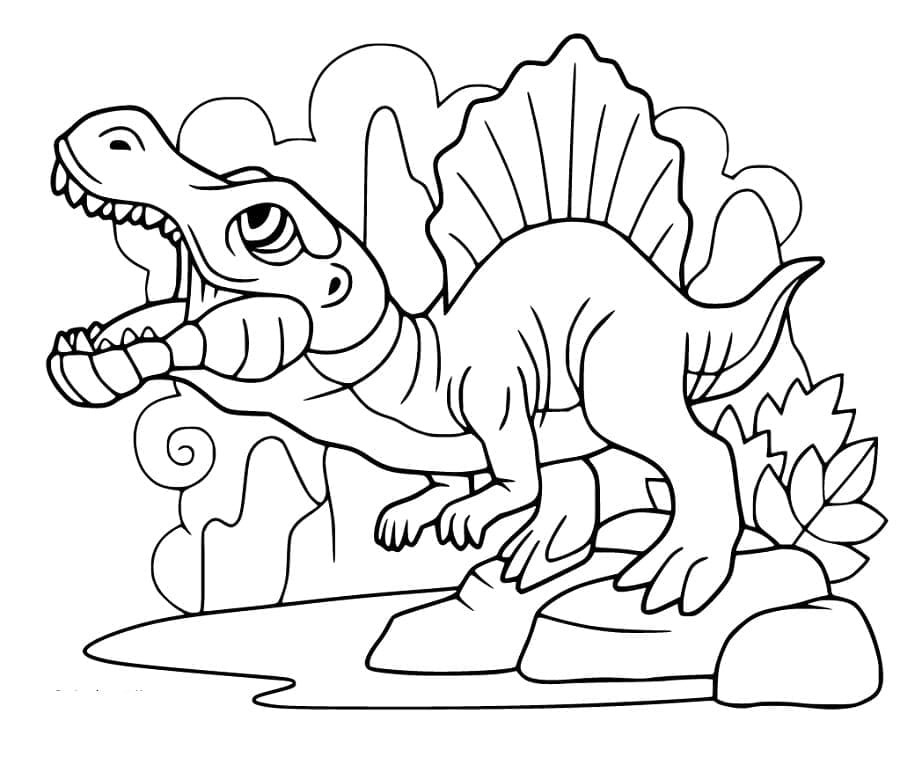 Cute little spinosaurus coloring page