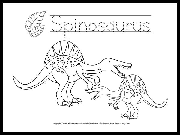 Free spinosaurus dinosaur coloring page printable â the art kit