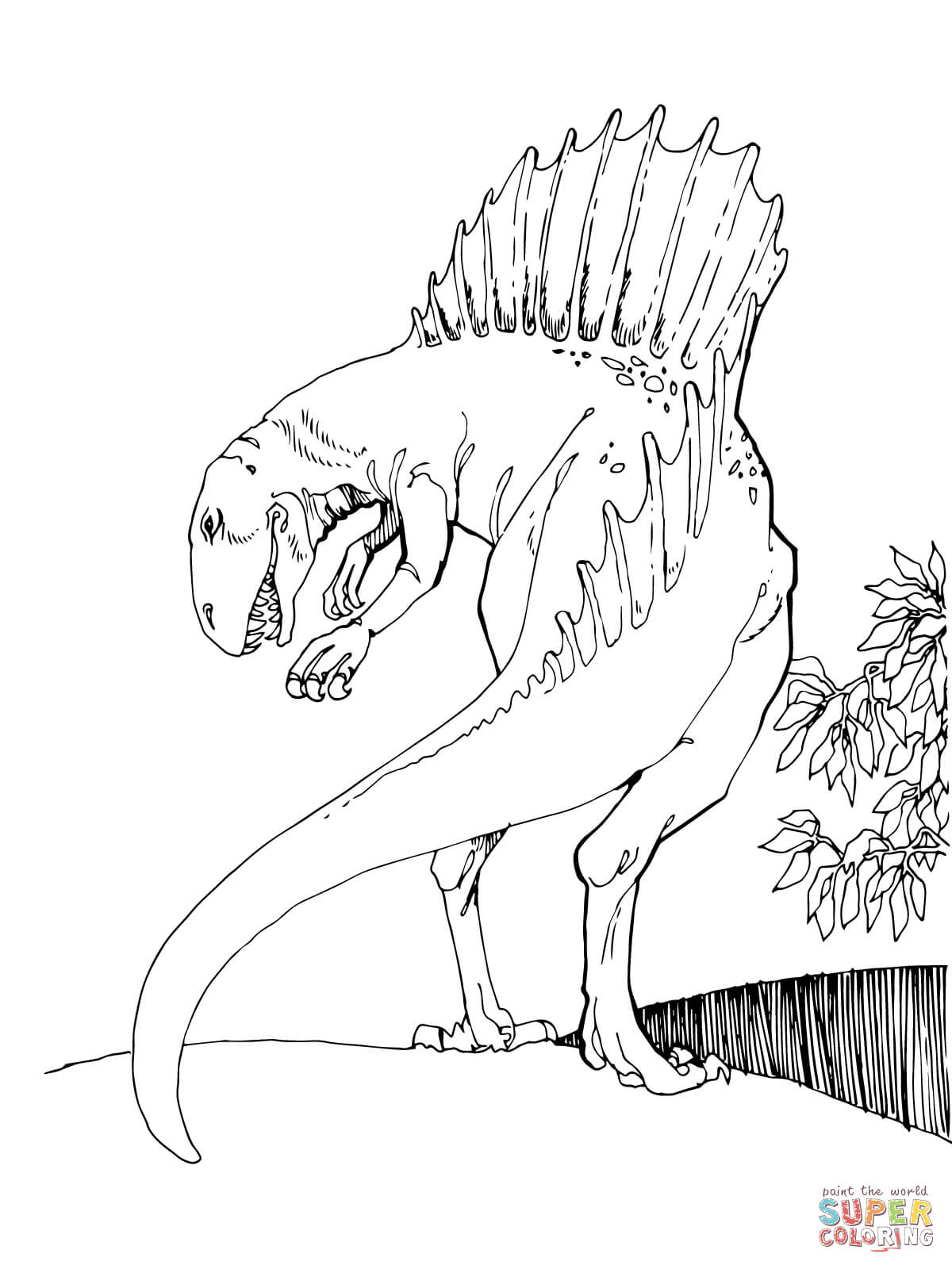 Spinosaurus theropod dinosaur coloring page free printable coloring pages