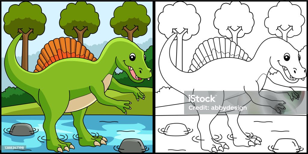 Spinosaurus dinosaur coloring page illustration stock illustration