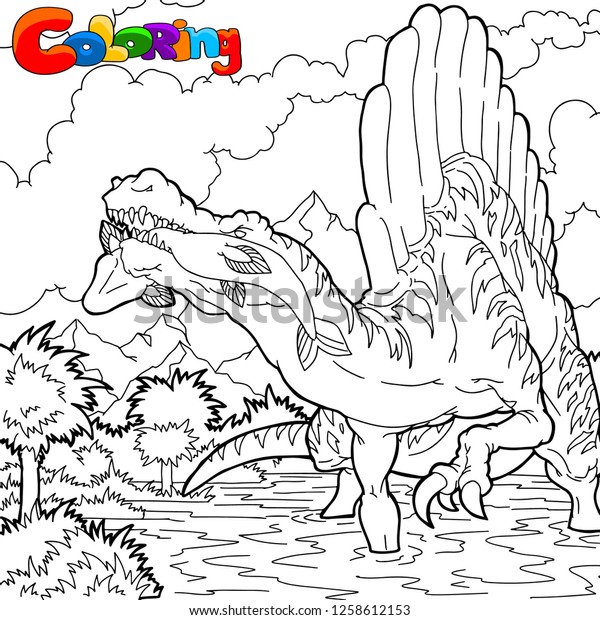 Coloring book spinosaurus dinosaur coloring page stock vector royalty free