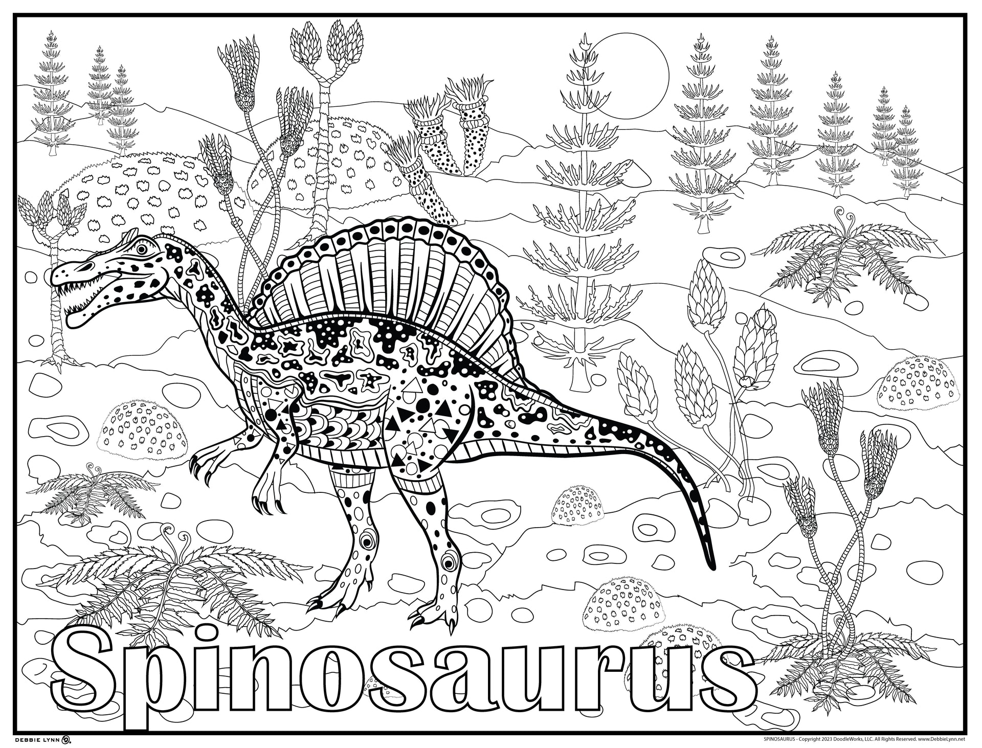 Spinosaurus dinosaur personalized giant coloring poster x â debbie lynn