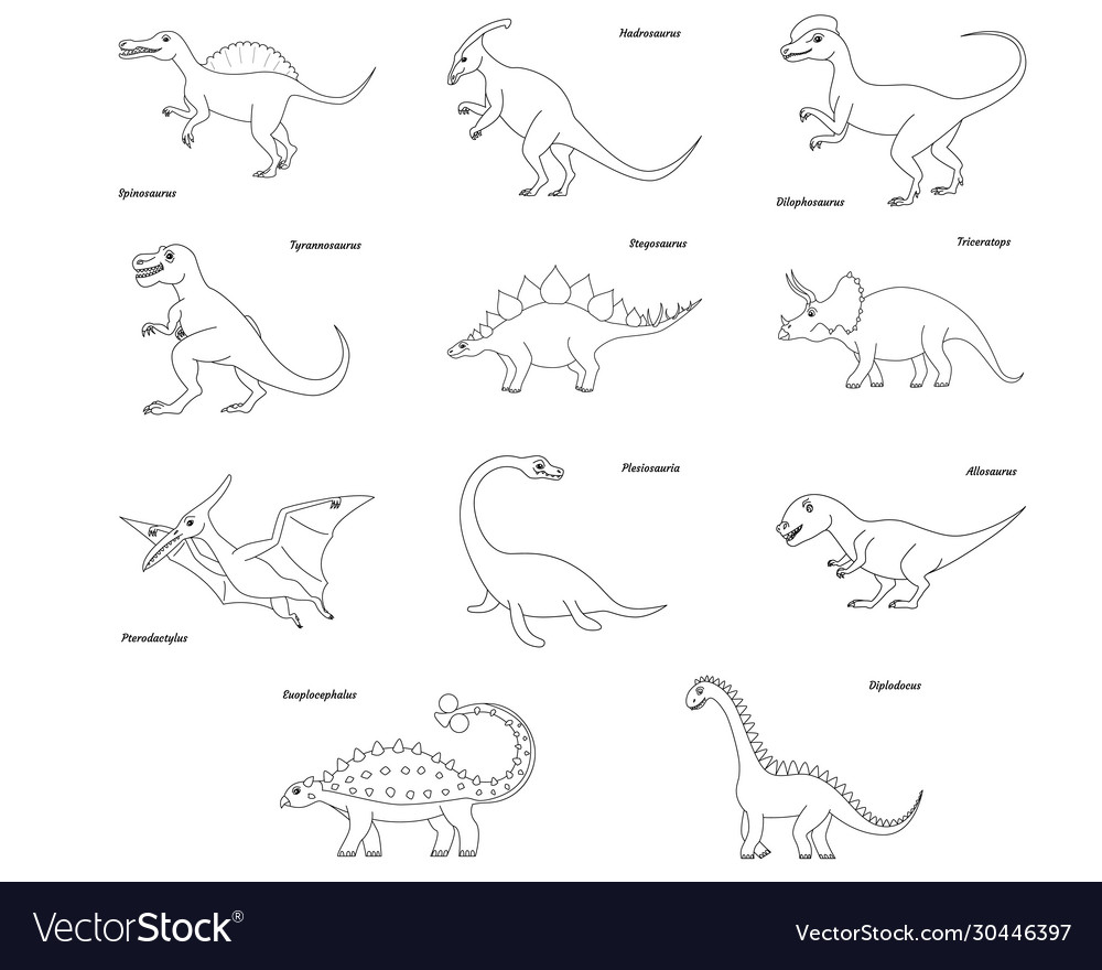 Coloring page outline spinosaurus dinosaur vector image