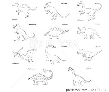 Coloring page outline spinosaurus dinosaur vector