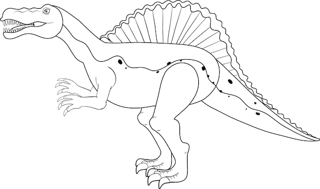 Free vector spinosaurus dinosaur doodle outline on white background