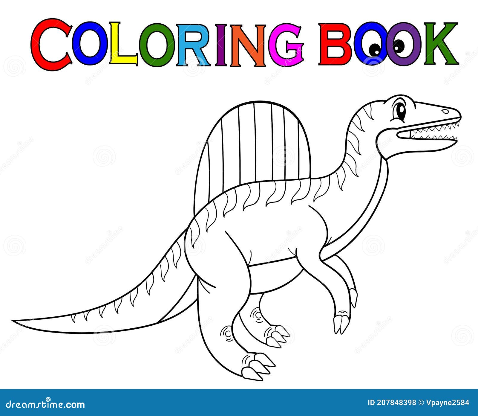 Coloring page dinosaur vector illustration cartoon character spinosaurus clipart coloring book for kids coloring pages stock vector