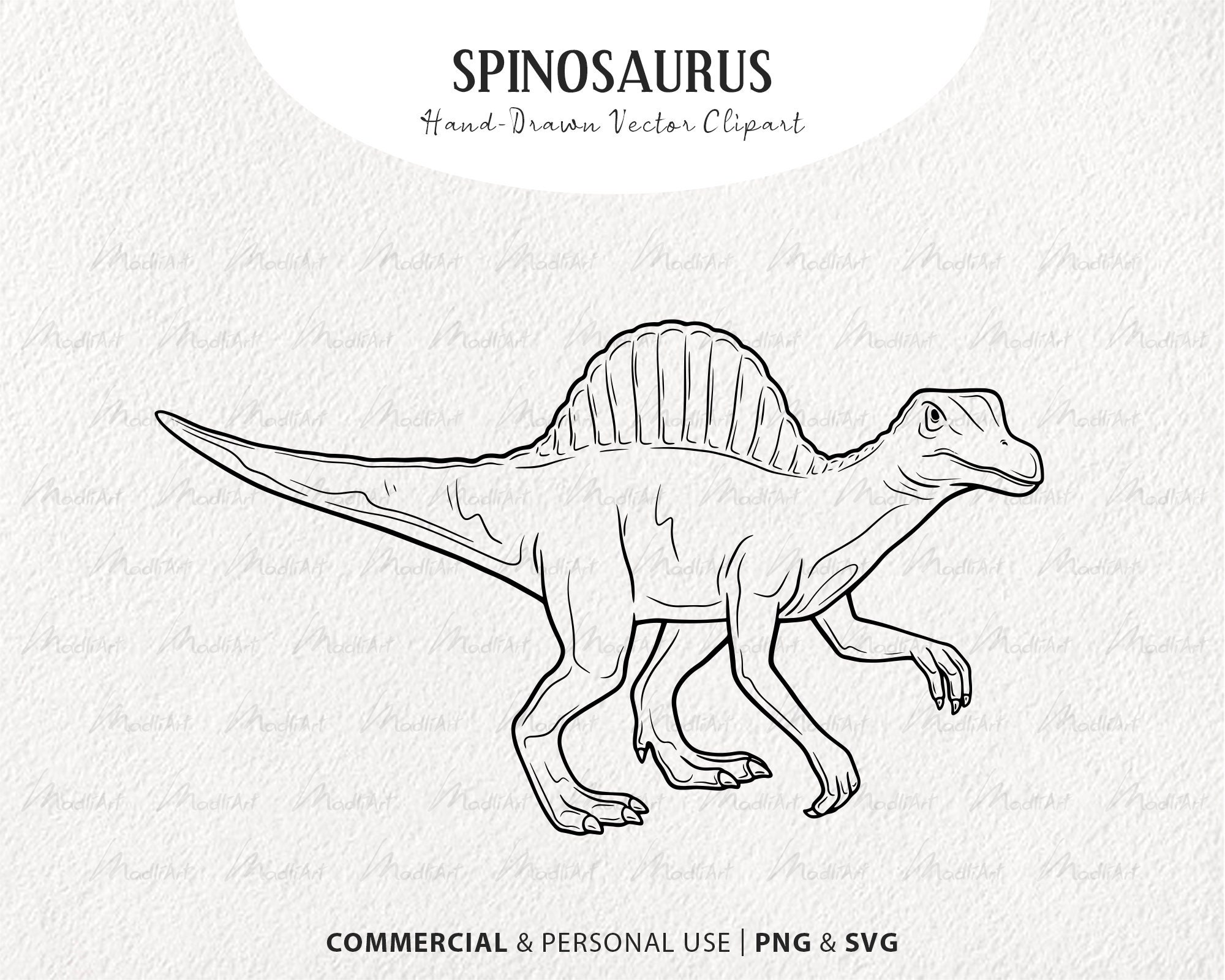 Spinosaurus dinosaur vector clipart hand