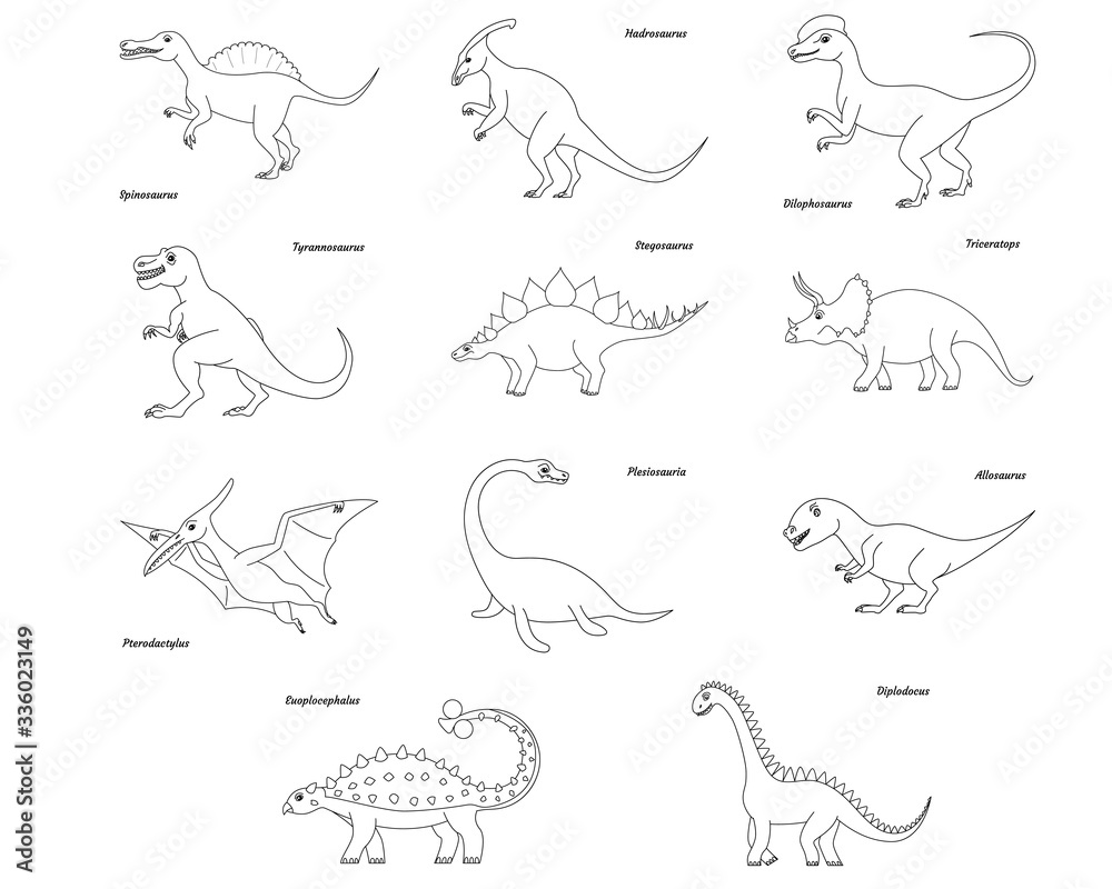 Coloring page outline spinosaurus dinosaur vector illustration vector