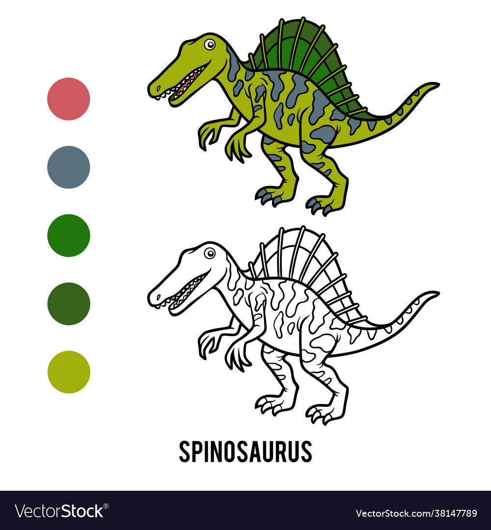 Coloring book for children cartoon spinosaurus vector image