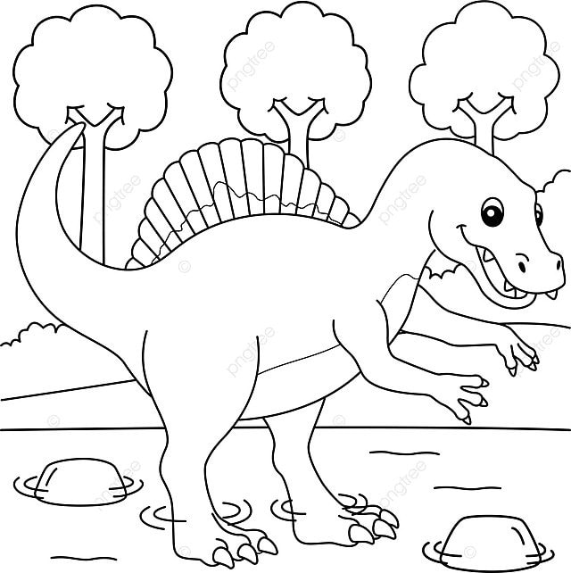 Spinosaurus coloring page for kids spinosaurid dinosaur prehistoric kids vector dinosaur drawing ring drawing pin drawing png and vector with transparent background for free download