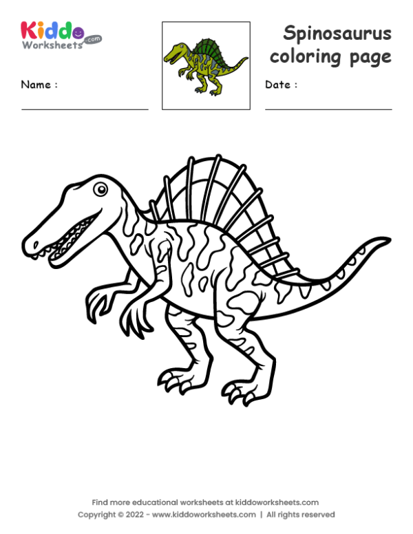 Free printable spinosaurus coloring page worksheet