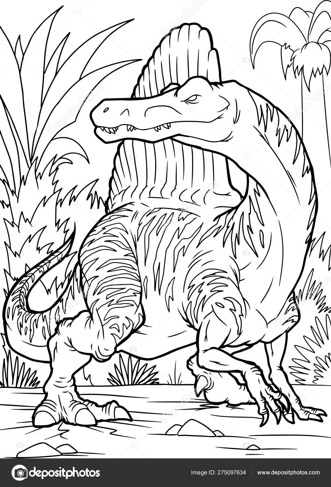 Coloring book spinosaurus stock vector by blackrhino