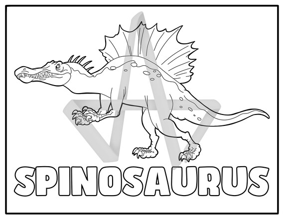 Spinosaurus dinosaur kids adult coloring page digital instant download