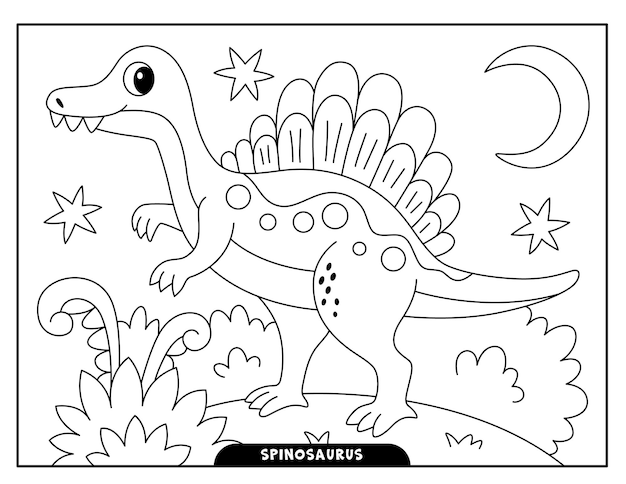 Premium vector spinosaurus coloring pages for kids