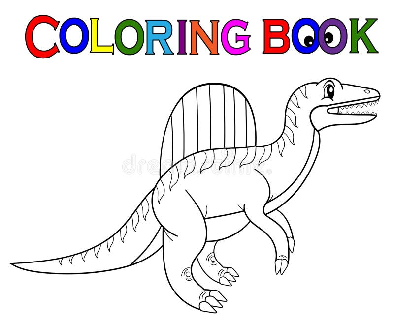 Coloring page dinosaur vector illustration cartoon character spinosaurus clipart coloring book for kids coloring pages stock vector