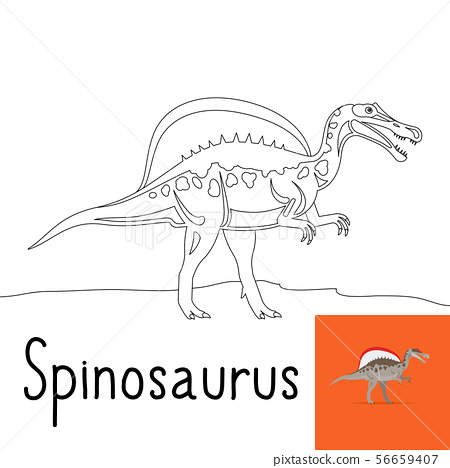 Coloring page for kids with spinosaurus