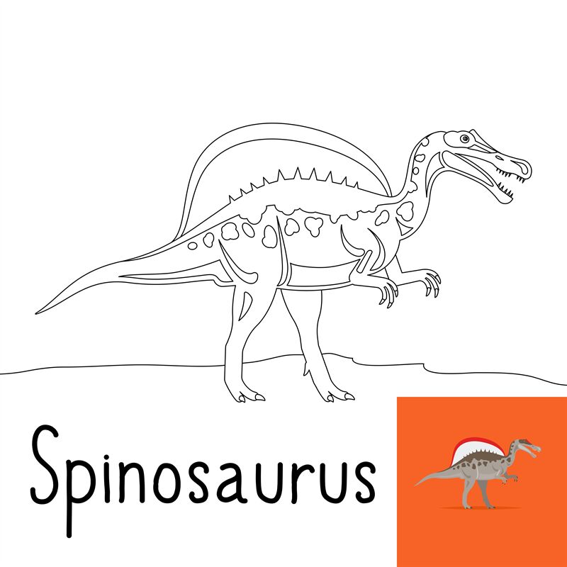 Coloring page for kids with spinosaurus by smartstartstocker