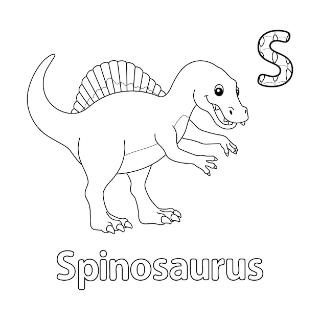 Premium vector spinosaurus alphabet dinosaur abc coloring page s