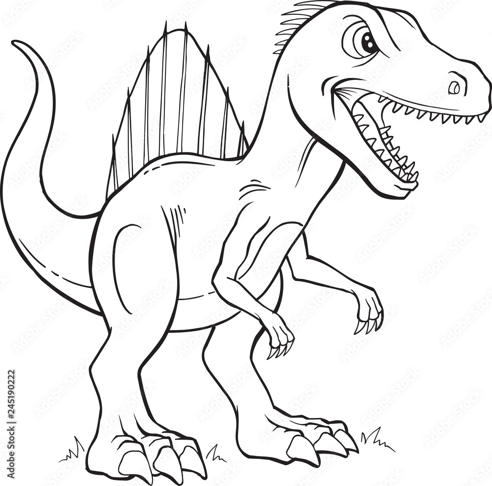 Wall murals spinosaurus dinosaur coloring page vector illustration art