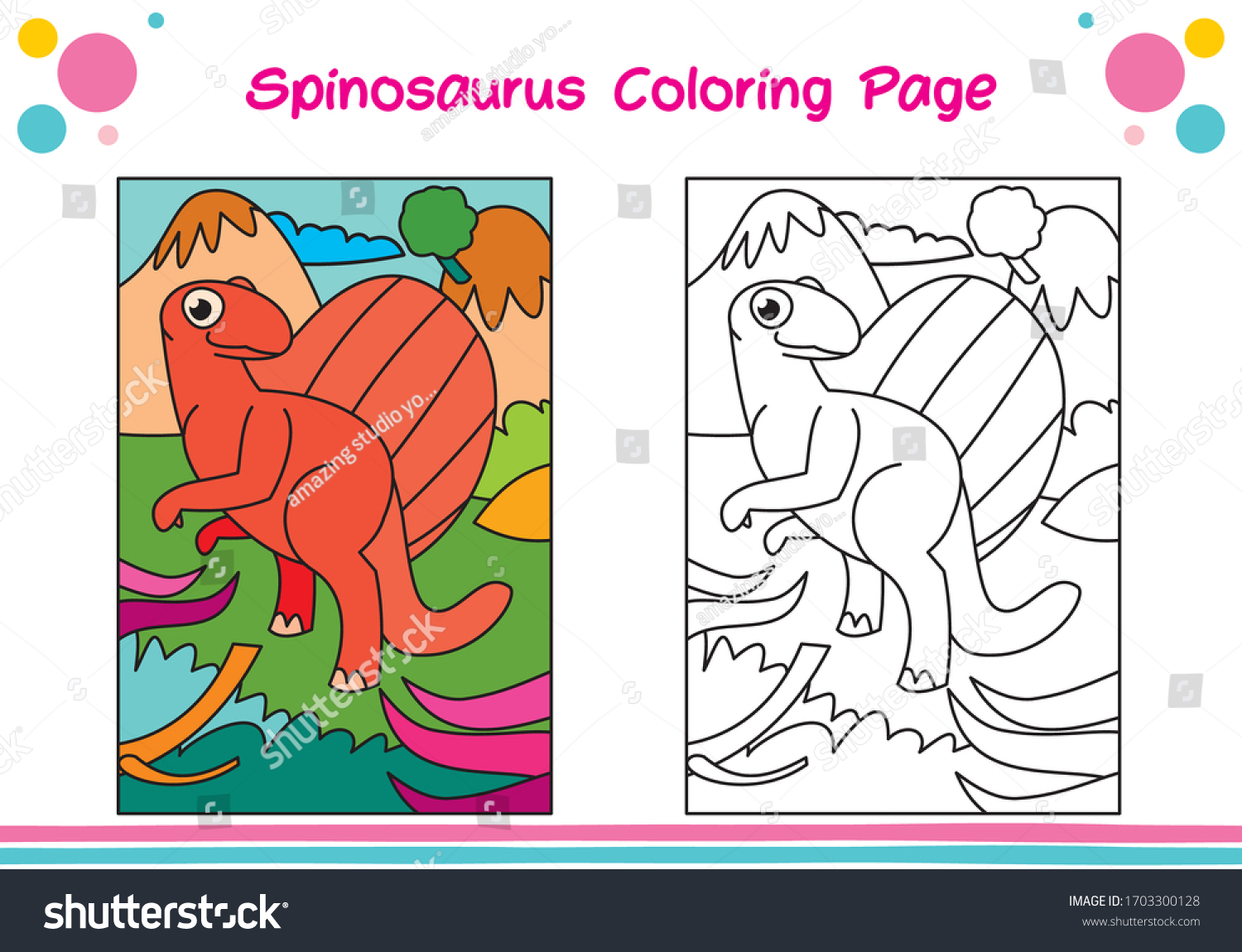 Dinosaur coloring sheets kids coloring spinosaurus stock vector royalty free