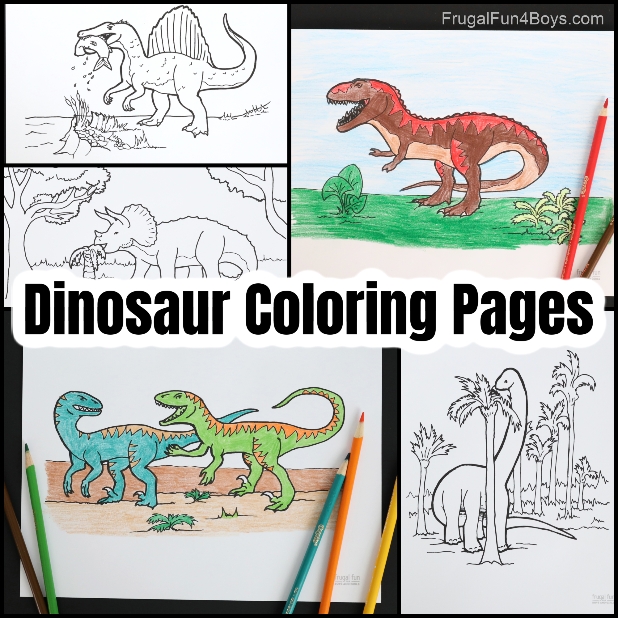 Five awesome dinosaur coloring pages