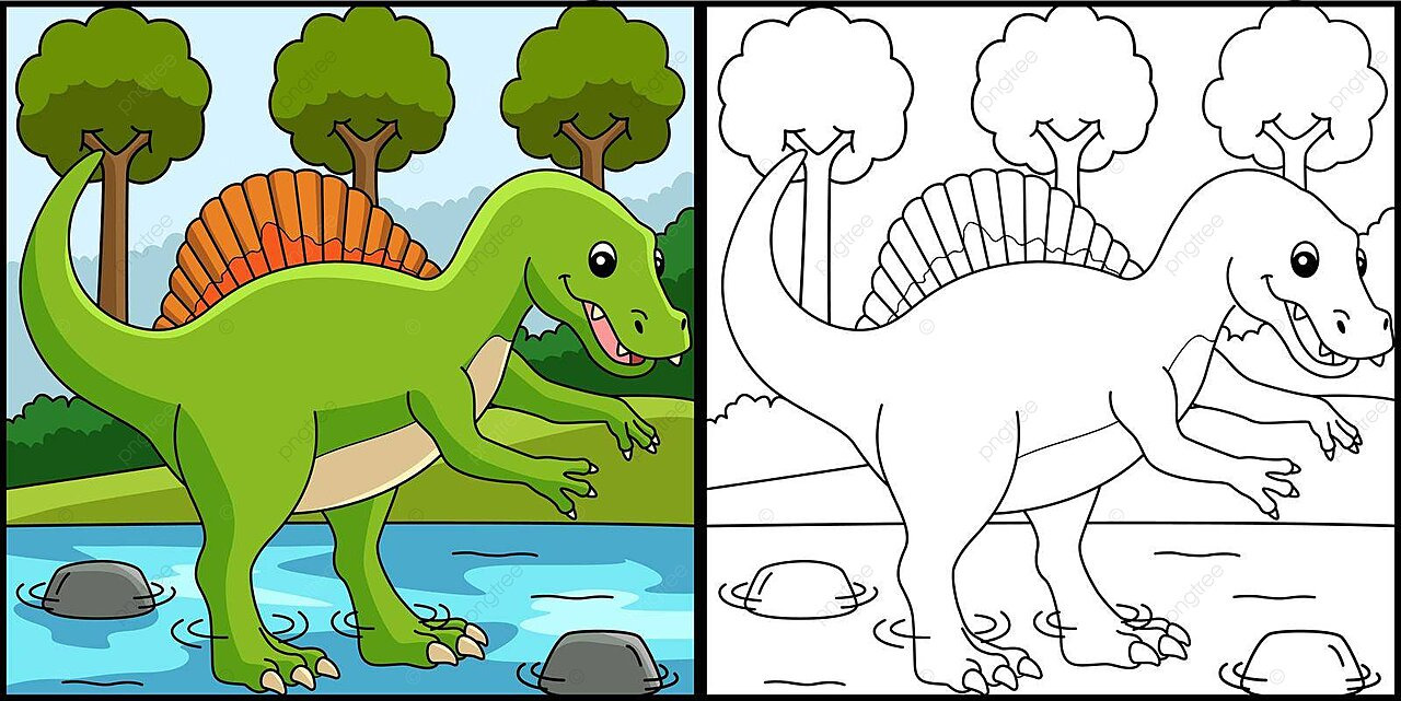 Spinosaurus dinosaur coloring page illustration kid spinosaurus animal vector animal drawing dinosaur drawing rat drawing png and vector with transparent background for free download