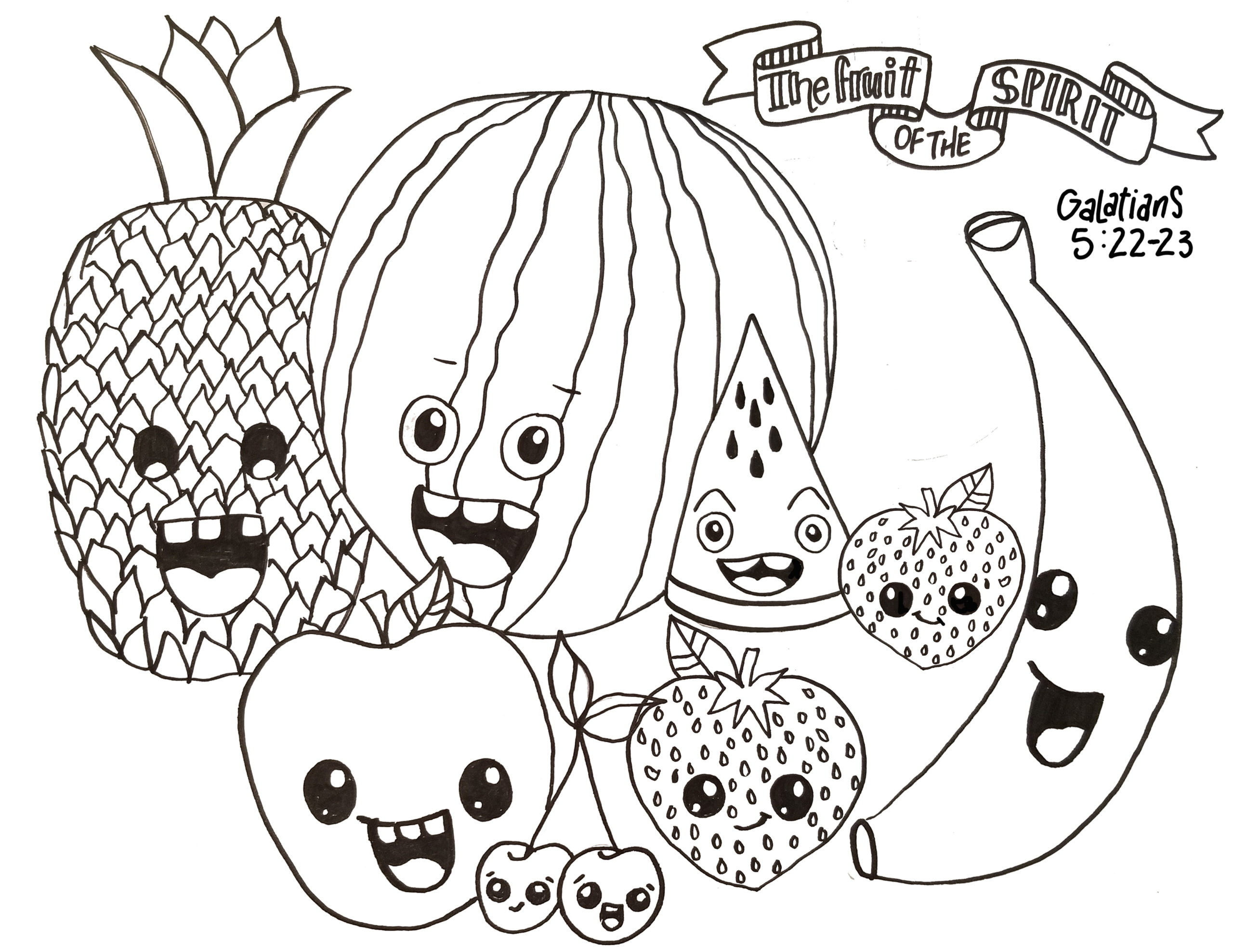 The fruit of the spirit plementary coloring page