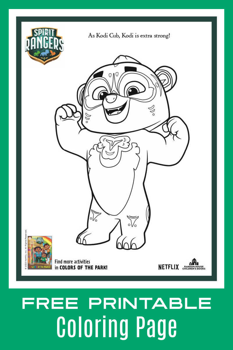 Spirit rangers kodi cub coloring page