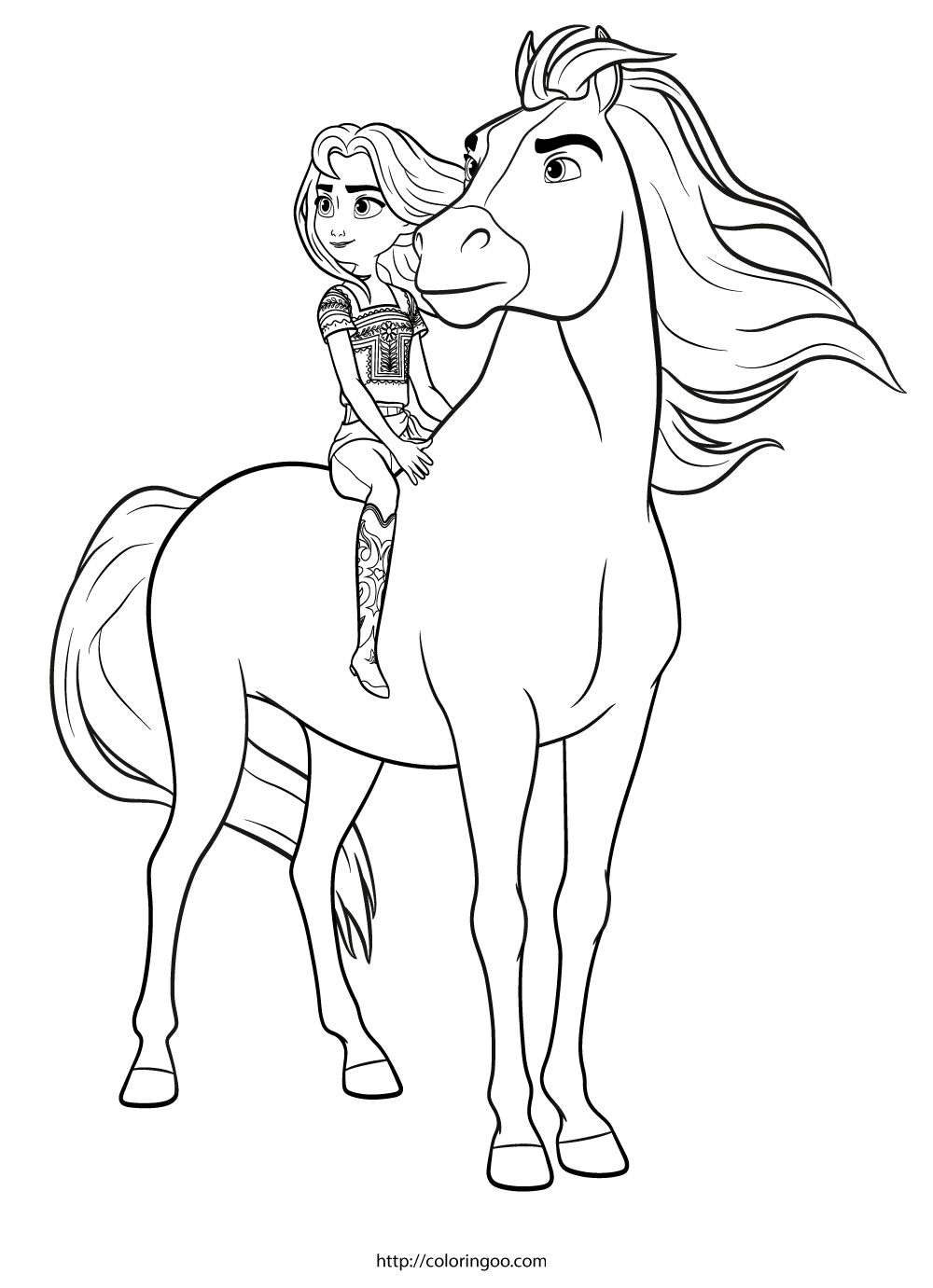 Spirit riding free coloring pages printable for free download