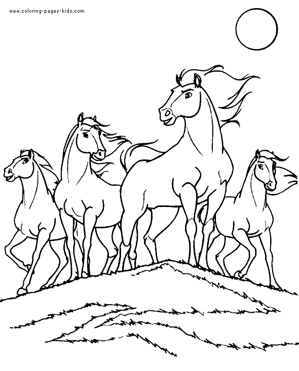 Horses printable coloring page for kids