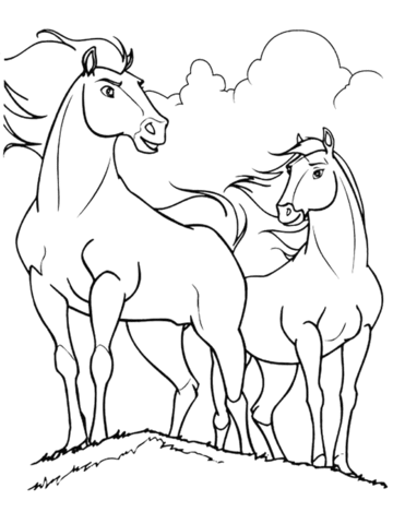 Spirit and rain horses coloring page free printable coloring pages