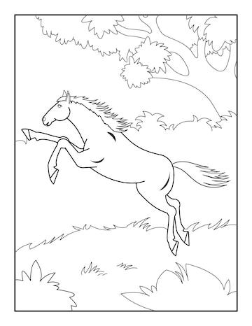 Premium vector horse coloring page for kids coloring book for relax and meditation