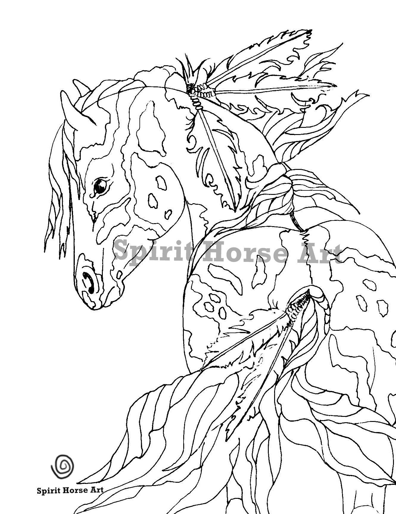 Spirit horse digital coloring page paint horseprint your own page printable