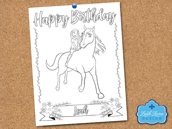 Spirit riding free girls horse party personalized printable coloring sheet coloring page color page party favor printable party game