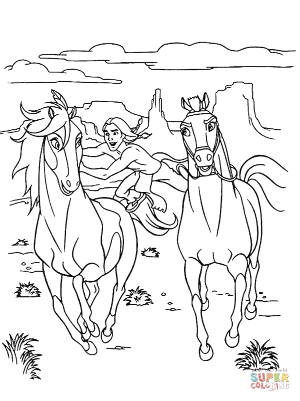 Spirit rain and little creek coloring page free printable coloring pages