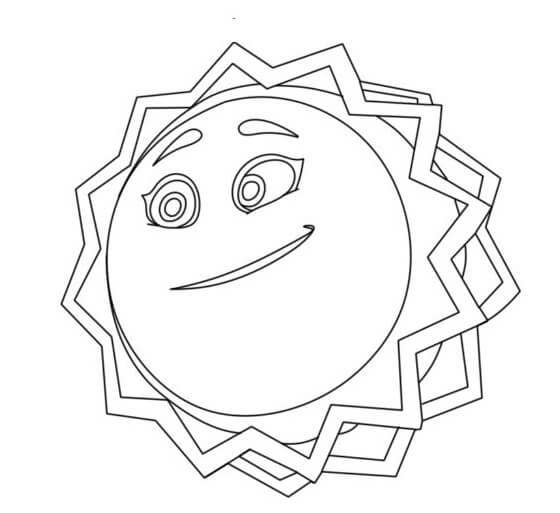 Smiling sun character in spirit rangers coloring page