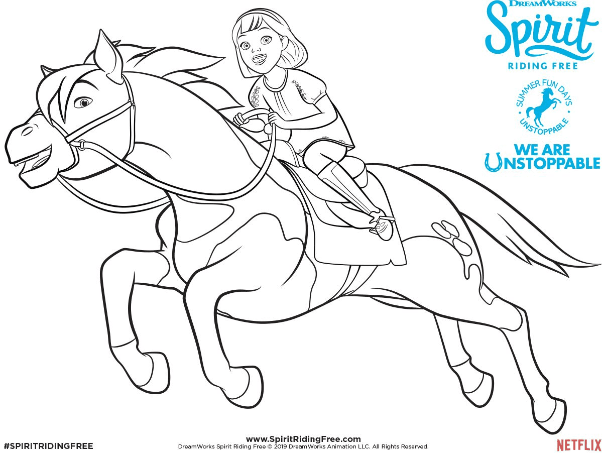 Spirit riding free coloring pages printable for free download