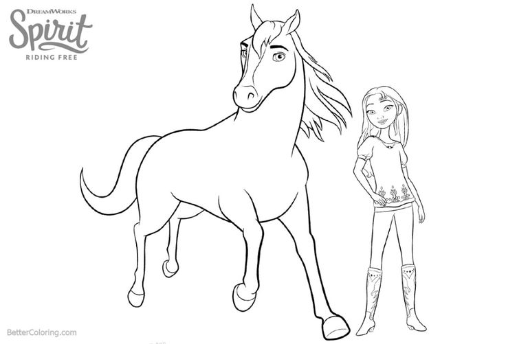 Free lucky from spirit riding free coloring pages with horse printable for kids and adults yoâ free coloring pages coloring pages free printable coloring pages