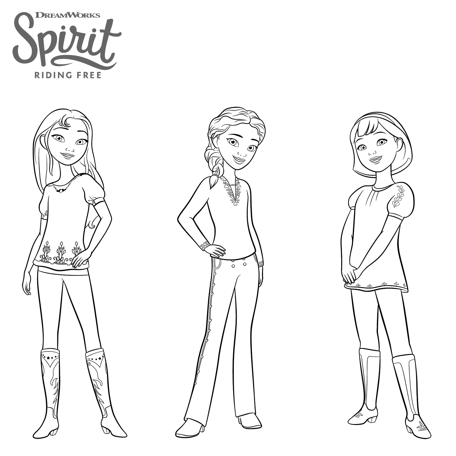 Spirit riding free coloring pages