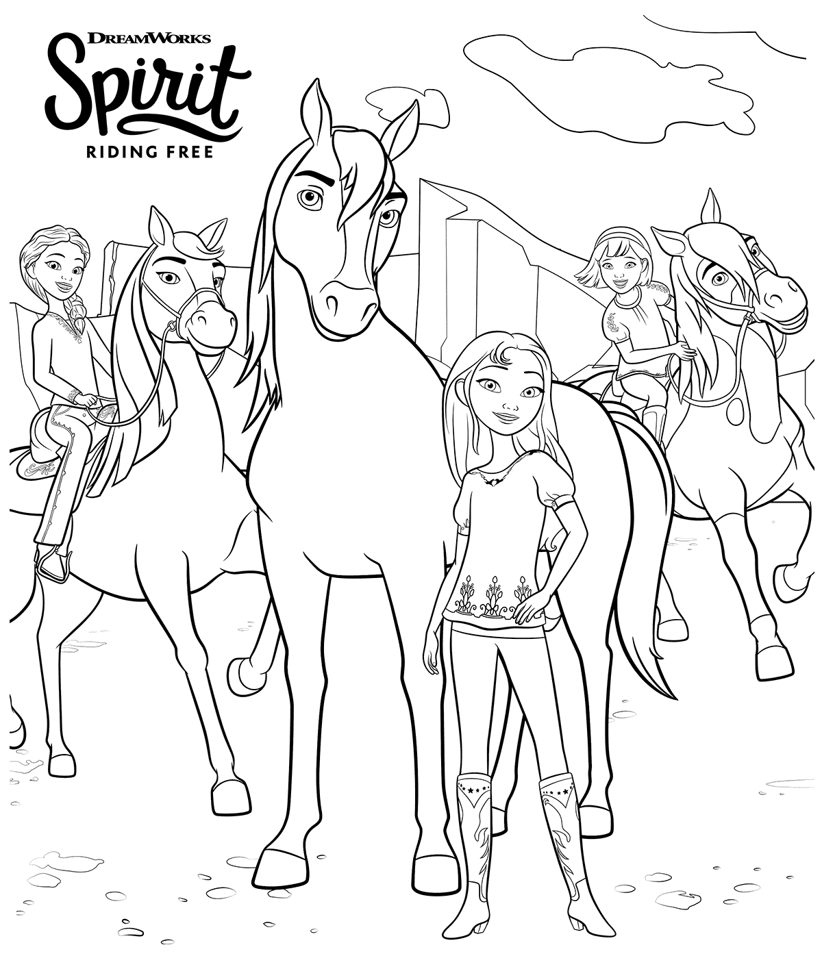 Spirit riding free coloring pages printable for free download