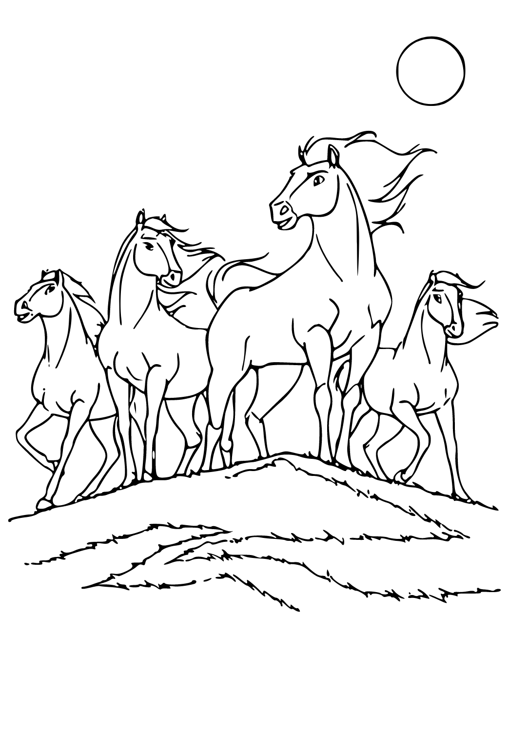 Free printable spirit herd coloring page for adults and kids