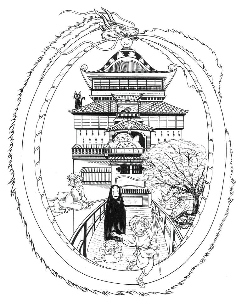 Spirited away coloring pages