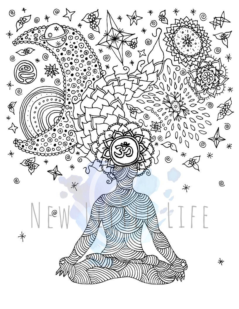 Crown chakra coloring page digital download adult coloring chakra mandala coloring page chakra coloring page crown chakra drawing