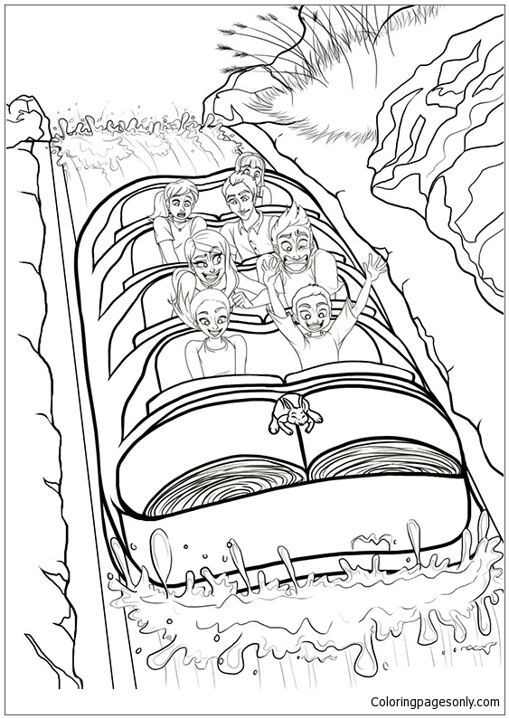 Splash mountain coloring page