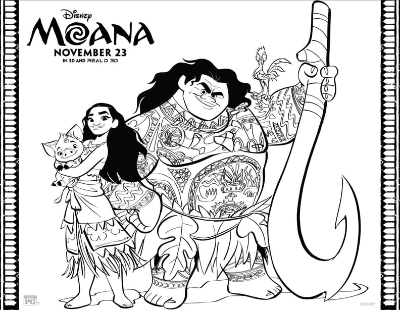 Disneys printable moana and maui coloring pages family