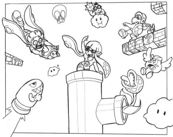 Splatoon characters are very outgoing and friendly coloring page