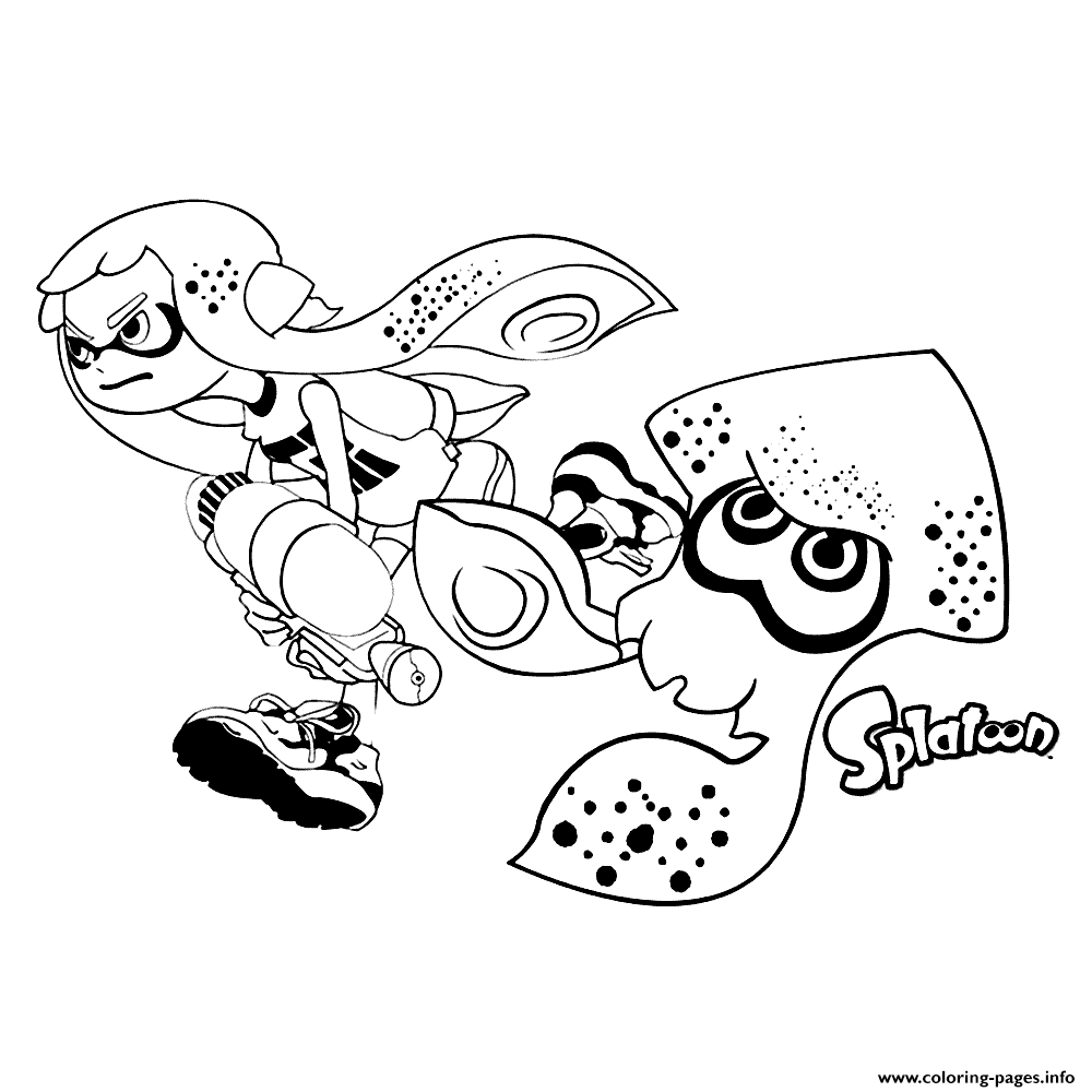 Fun splatoon agent hero mode coloring page printable