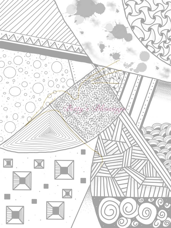 Zentangle coloring page digital download splat