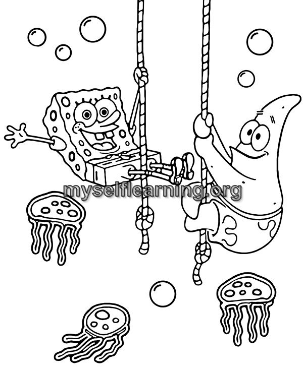 Sponge bob cartoons coloring sheet instant download