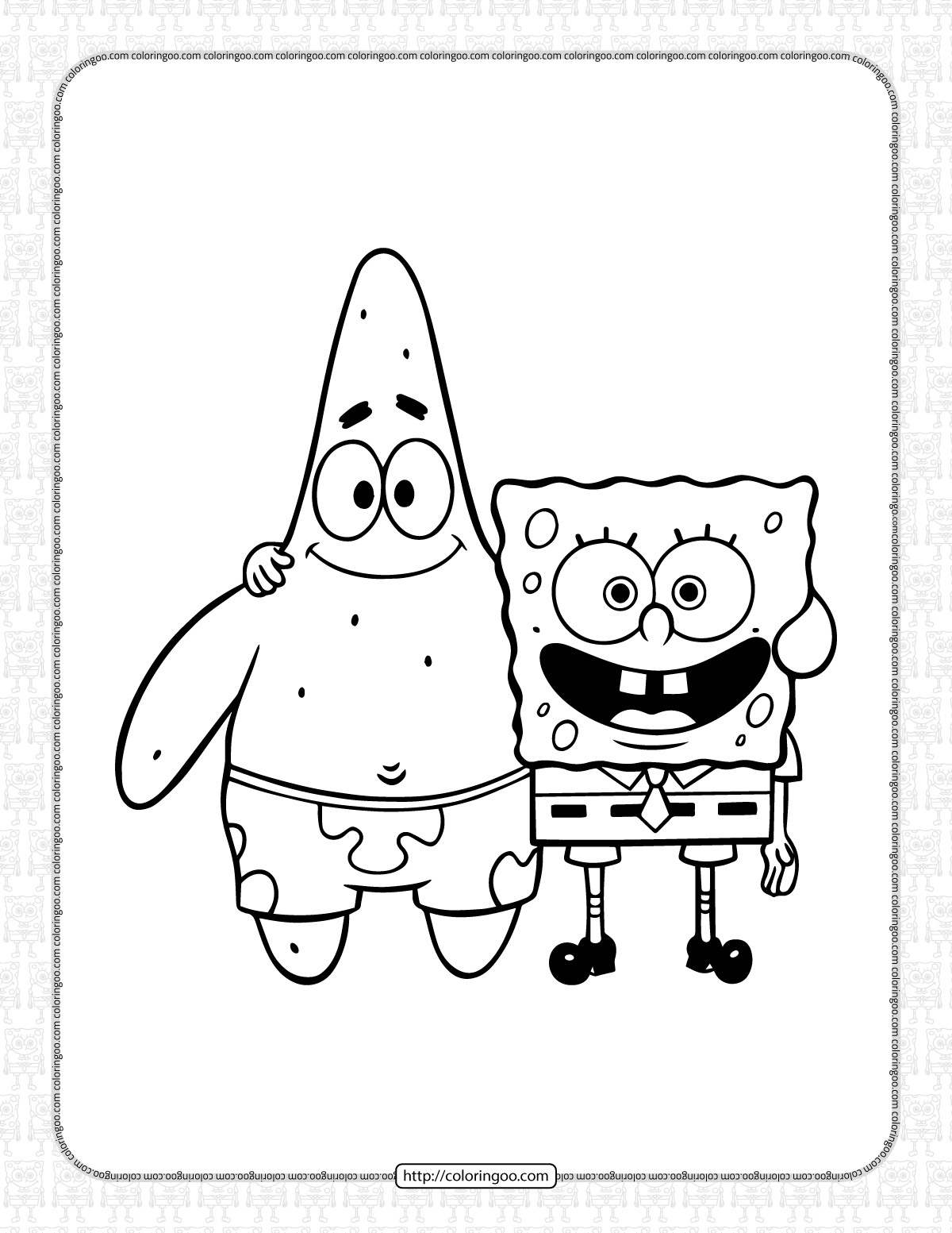 Spongebob squarepants and patrick coloring sheet